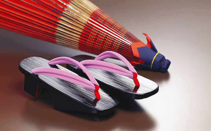 Scarpe e ombrelli per la cultura giapponese, giapponese, cultura, scarpe, ombrello, Sfondo HD