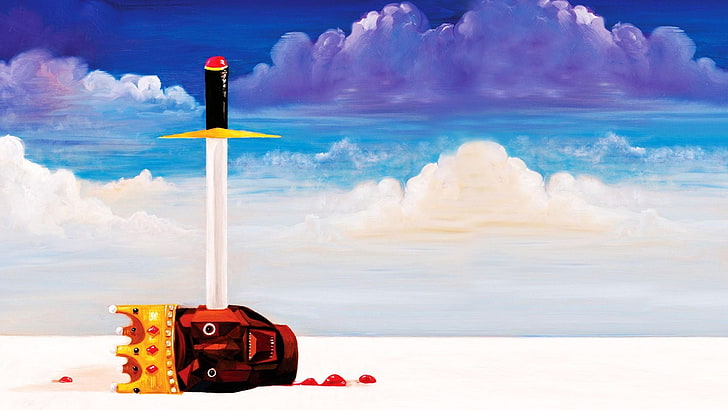 illustrazione della spada, Yeezus, Kanye West, Sfondo HD