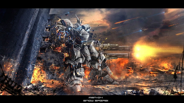 graue Roboter Wallpaper, Sazabi, Mech, Anime, Mobile Suit Gundam, HD-Hintergrundbild