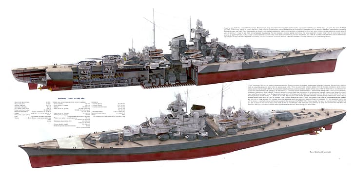 Stefan Draminski, Tirpitz, pojazd wojskowy, statek, pancernik, wieżyczki, działa marynarki wojennej, zbroja, okręt wojenny, 3D, Tapety HD