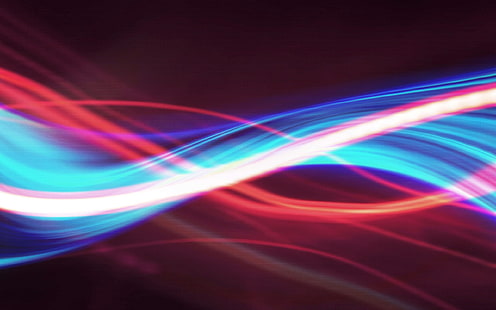 青と赤の波線の壁紙、光線、光、線、波状、明るい、 HDデスクトップの壁紙 HD wallpaper