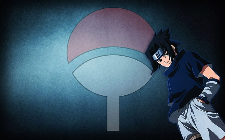 Uchiha Sasuke digitale Tapete, Uchiha Sasuke, Naruto Shippuuden, blau, stehend, Anime Boys, HD-Hintergrundbild