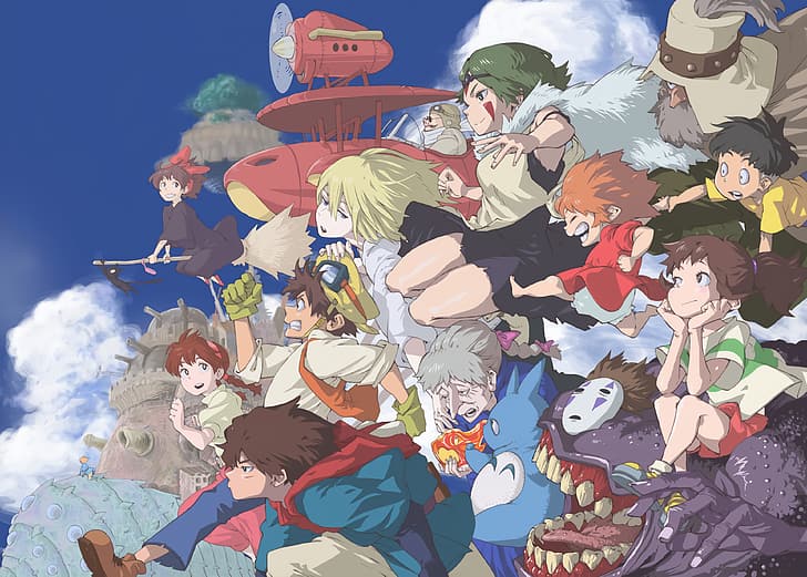 Miyazaki Hayao, Spirited Away, Prinzessin Mononoke, Nausicaa aus dem Tal der Winde, Laputa: Castle in the Sky, Porco Rosso, HD-Hintergrundbild