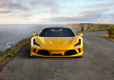 Ferrari, Ferrari F8 Spider, samochód, samochód sportowy, supersamochód, pojazd, żółty samochód, Tapety HD HD wallpaper