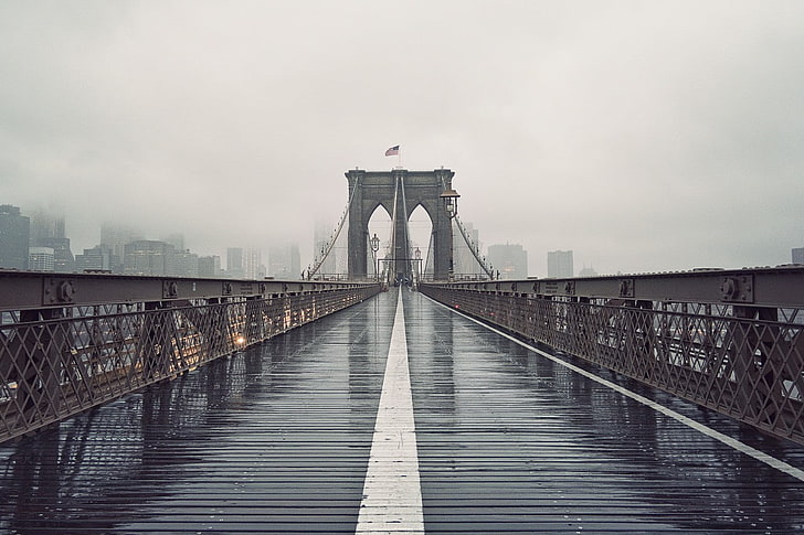 الجسر ، جسر بروكلين ، مدينة نيويورك ، الهندسة المعمارية، خلفية HD