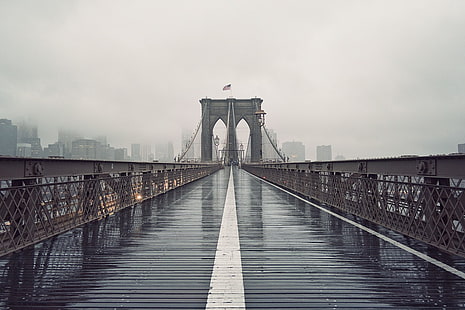 bridge, Brooklyn Bridge, New York City, architecture, HD wallpaper HD wallpaper