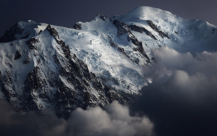 ภูมิทัศน์ธรรมชาติยอดภูเขาเมฆเทือกเขาแอลป์หิมะเย็นยอดเขาที่เต็มไปด้วยหิมะพระอาทิตย์ตก, วอลล์เปเปอร์ HD