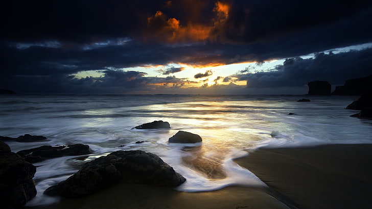 fotografi, batu, pantai, laut, air, Wallpaper HD