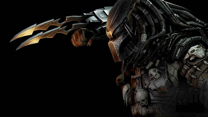 илюстрация на хищник, Alien срещу Predator, видео игри, маска, череп, HD тапет