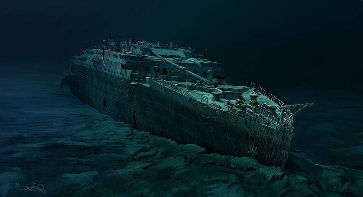 lukisan cat kapal raksasa di bawah air, Wallpaper HD