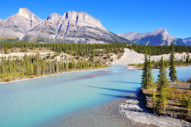 paesaggio, montagne, natura, parco, fiume, foto, Canada, Banff, Bow River, Sfondo HD