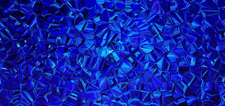 polygons, triangles, blue, prismatic, HD wallpaper
