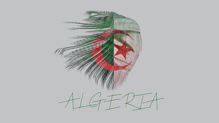 Алжир, флаг, простой фон, типография, HD обои