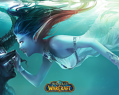 World of Warcraft Naga race sfondi HD, World of Warcraft, Illidan Stormrage, Illidan, videogiochi, fantasy girl, Tyrande Whisperwind, Sfondo HD HD wallpaper