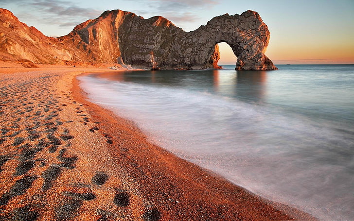 durdle door england-Beautiful natural landscape wall .., playa de arena blanca, Fondo de pantalla HD