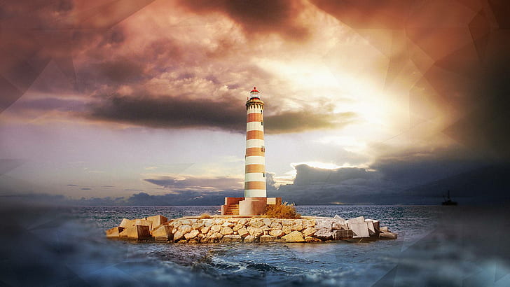 Lighthouse Sunlight Ocean HD, nature, ocean, sunlight, lighthouse, HD wallpaper