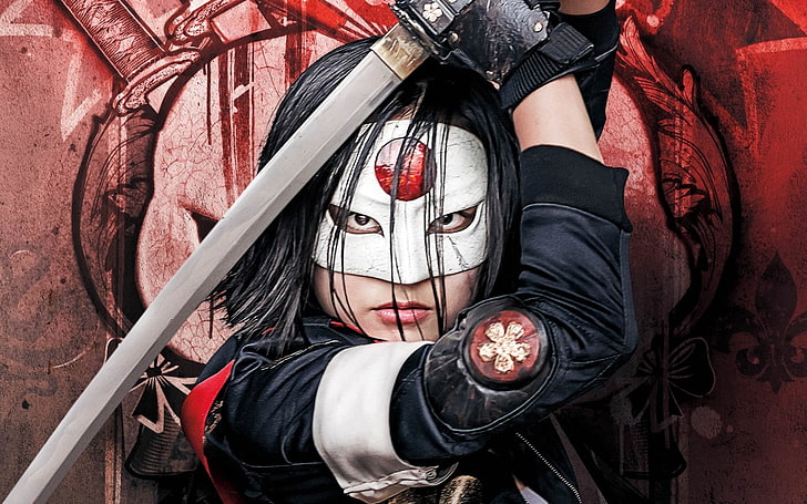 Suicide Squad Katana Arrow Poster ، امرأة ترتدي سترة سوداء وسيفًا رماديًا ، أفلام ، أفلام هوليوود ، هوليوود ، 2016، خلفية HD