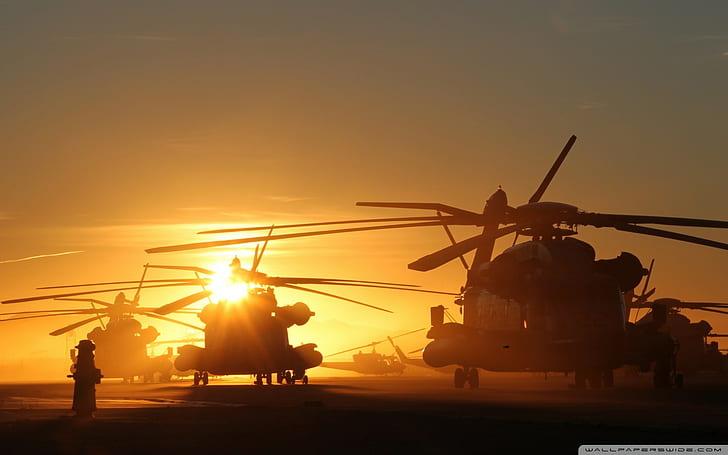 MH-53 تمهيد منخفض ، ضوء الشمس ، طائرات هليكوبتر ، مركبة ، طائرة ، طائرات عسكرية، خلفية HD