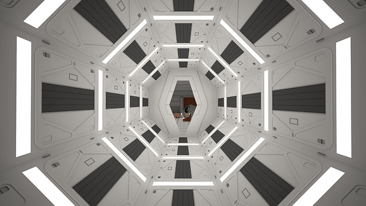 white and brown graphics, 2001: A Space Odyssey, artwork, movies, Stanley Kubrick, HD wallpaper