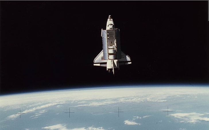 transbordador espacial gris, espacio, transbordador espacial, vehículo, tierra, Fondo de pantalla HD