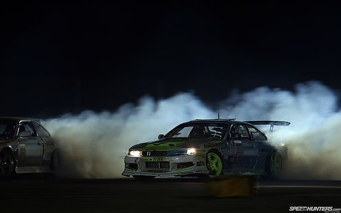 Nissan Drift Smoke Night HD, автомобили, нощ, нисан, дим, дрейф, HD тапет HD wallpaper