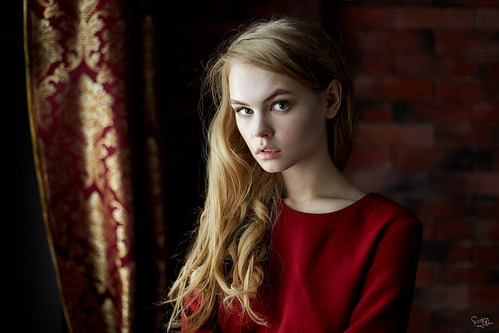Anastasia Scheglova, kobiety, modelka, blondynka, portret, długie włosy, Tapety HD