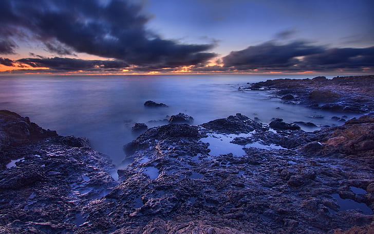 Meer, Strand, Morgendämmerung, Wolken, Sonnenaufgang, Meer, Strand, Morgendämmerung, Wolken, Sonnenaufgang, HD-Hintergrundbild