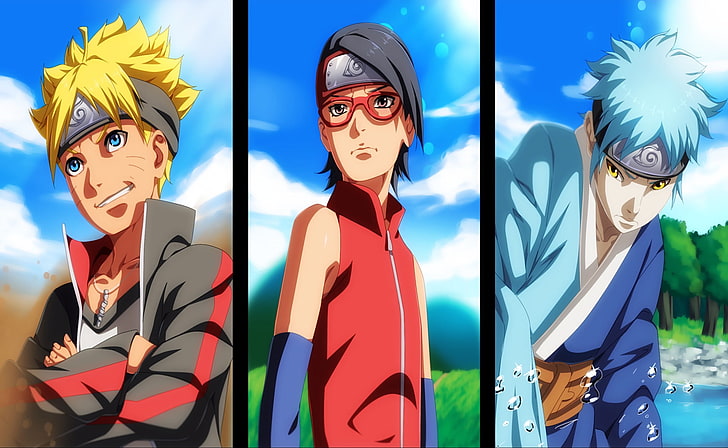 three Boruto characters wallpaper, Anime, Boruto: Naruto the Movie, Boruto Uzumaki, Mitsuki (Naruto), Naruto, Sarada Uchiha, HD wallpaper