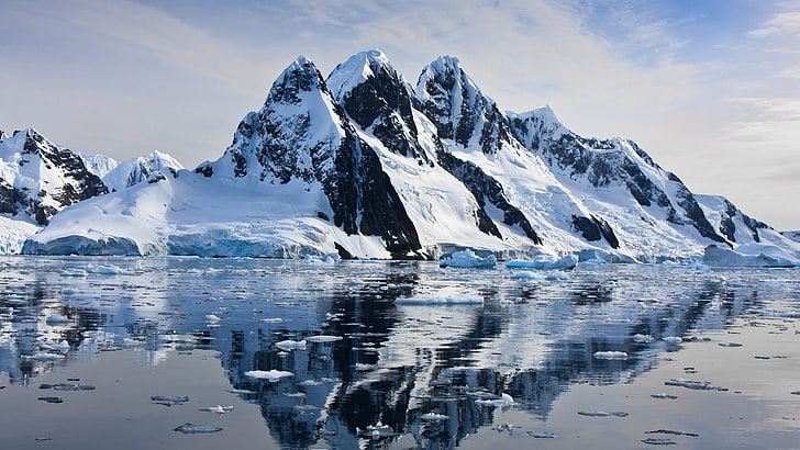 vitt och svart berg, berg, Arktis, natur, hav, is, HD tapet