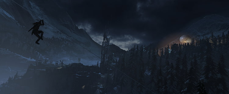 schwarz-grauer Compoundbogen, Lara Croft, Tomb Raider, Rise of the Tomb Raider, HD-Hintergrundbild HD wallpaper