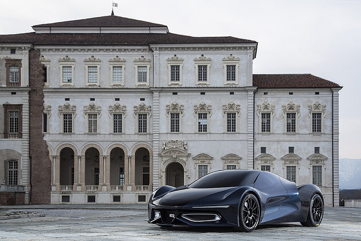 futuristik, biru., konsep, coupe, hibrida, McLaren IED Syrma, Wallpaper HD