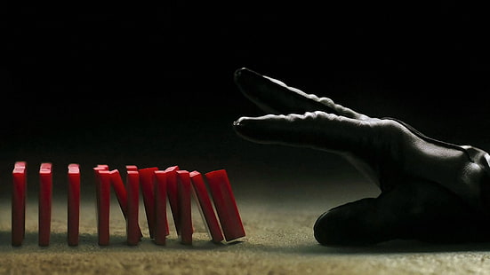 papel tapiz de dominó rojo, V para Vendetta, películas, Fondo de pantalla HD HD wallpaper