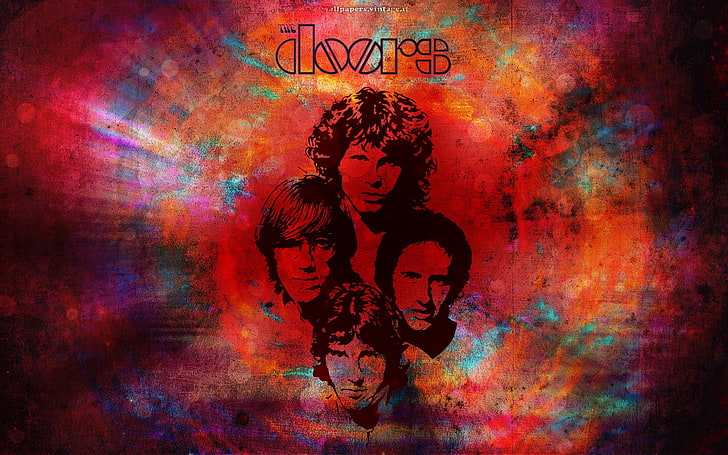 red and black floral textile, Jim Morrison, The Doors (Music), artwork, music, HD wallpaper