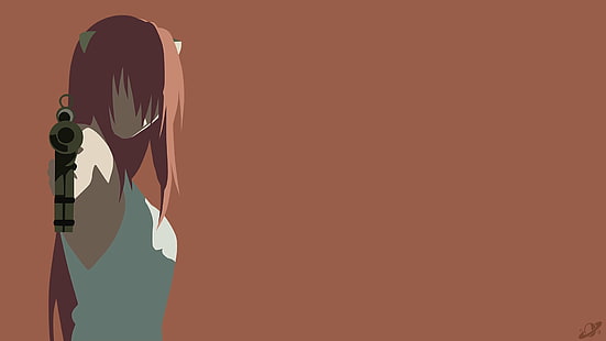 Anime, Elfen Lied, Animal Ears, Gun, Lucy (Elfen Lied), minimalistyczny, rude włosy, broń, Tapety HD HD wallpaper