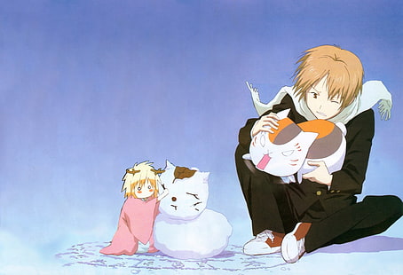 mężczyzna trzymający kot anime ilustracja, Natsume Book of Friends, Natsume Yuujinchou, Tapety HD HD wallpaper