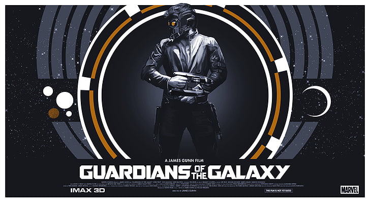 Les gardiens de la galaxie Star Lord avec texte superposé, affiche, Les gardiens de la galaxie, Peter Quill, Star-Lord, Fond d'écran HD