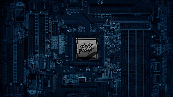 placa-mãe preta do computador, Daft Punk, música, computador, tecnologia, eletrônica, placas-mãe, HD papel de parede HD wallpaper