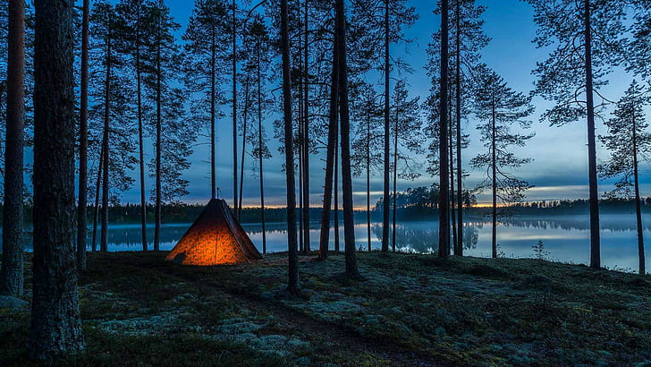camping, evening, Bing, HD wallpaper