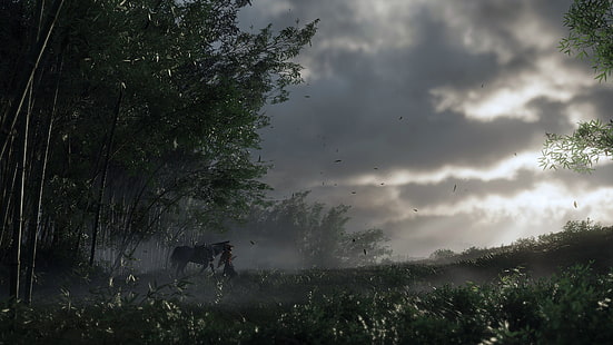Videospiele, Ghost of Tsushima, Samurai, Pferd, HD-Hintergrundbild HD wallpaper