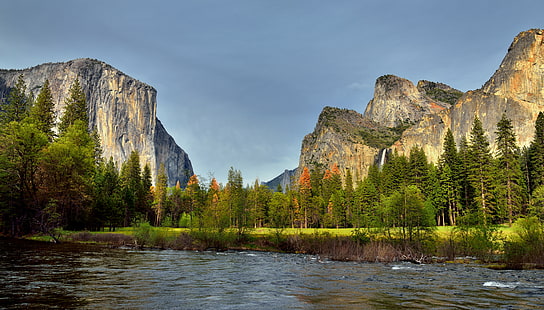 photo of a green tree with body of water, merced river, yosemite national park, merced river, yosemite national park, Banks, Merced River, Amazing, View, Mountain Peaks, Yosemite National Park, photo, green tree, body of water, Nikon D800E, Day 5, Trip, Paso Robles, Looking East, Capture, NX2, Edited, Color, Pro, Outside, Trees, Hillside, Blue Skies, Clouds, Grassy, Meadow, Nature, Landscape, Bridalveil Fall, Waterfall, ft, metres, Ahwahneechee, Spirit, Puffing, Wind, 3000 Feet High, Granite, Monolith, Meter, El Capitan, Wall, kon, oo, lah, Mountains, Distance, Lower, Middle Cathedral Rock, Upper, Cathedral Rocks, Riverbank, Pacific Ranges, Sierra Nevada, Central, Yosemite Valley, Portfolio, Canvas, California, United States, Salathé Wall, HD wallpaper HD wallpaper
