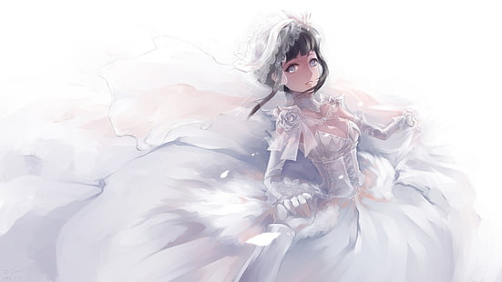 Hyuuga Hinata, vestido de novia, Fondo de pantalla HD HD wallpaper