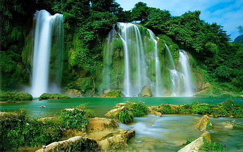 Wodospady, wodospady Ban Gioc – Detian, Chiny, Ziemia, Wietnam, Wodospad, Tapety HD HD wallpaper