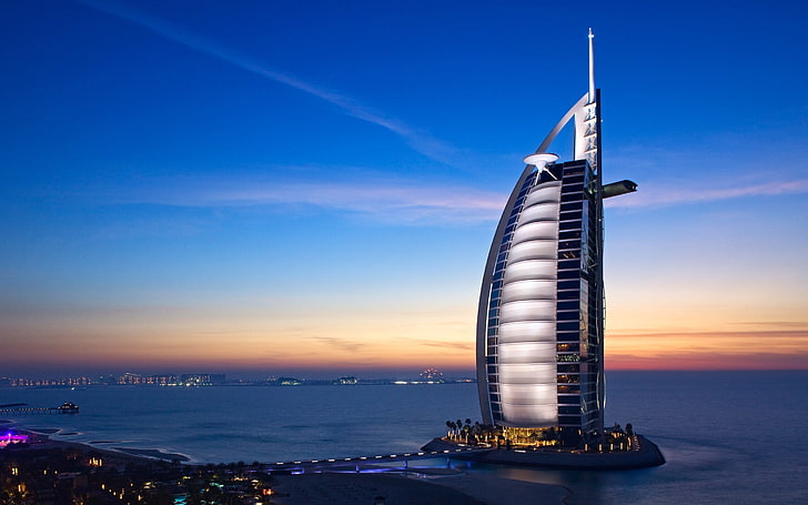 Бурдж аль Араб, Дубай, городской пейзаж, Дубай, Бурдж аль Араб, здания, архитектура, HD обои