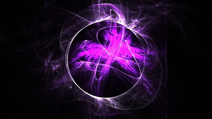 abstract, black, circle, neon, Purple, HD wallpaper