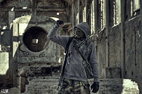 gray gas mask, Poland, abandoned, urbex, S.T.A.L.K.E.R., gas masks, HD wallpaper HD wallpaper