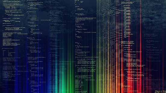 wallpaper kode data, kode, pelangi, lampu, warna-warni, pemrograman, Wallpaper HD HD wallpaper