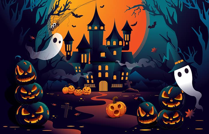 Pumpkins Halloween Ghost HD wallpapers free download | Wallpaperbetter
