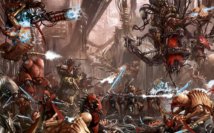 Warhammer 40 000, tyranids, tech priest, Adeptus Mechanicus, HD wallpaper