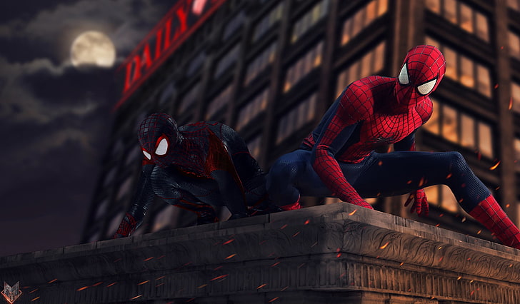 iki Marvel Spider-Man's, harikası, Spider-Man, peter parker, Miles Morales, HD masaüstü duvar kağıdı