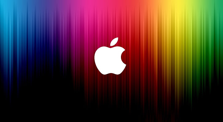 Rainbow Apple, Apple-logotyp, Datorer, Mac, Färgglada, Apple, Rainbow, Bakgrund, HD tapet